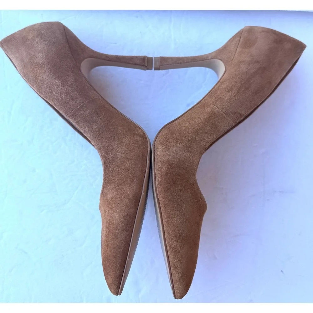 Charles David Charles Tan Light Brown Suede Pointed Toe Stiletto Heel Pumps 8M - Picture 4 of 10
